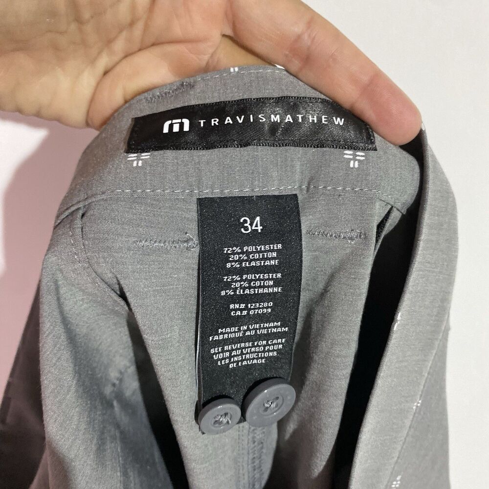Travis Mathew Shorts Mens 34 Gray Air And Space Golf Preppy Performance Travel - Picture 4 of 9